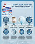 Borsil Boru Aktif Jel Lavabo Ve Gider Açıcı Nano Teknoloji Koku Giderici Yoğun Formül