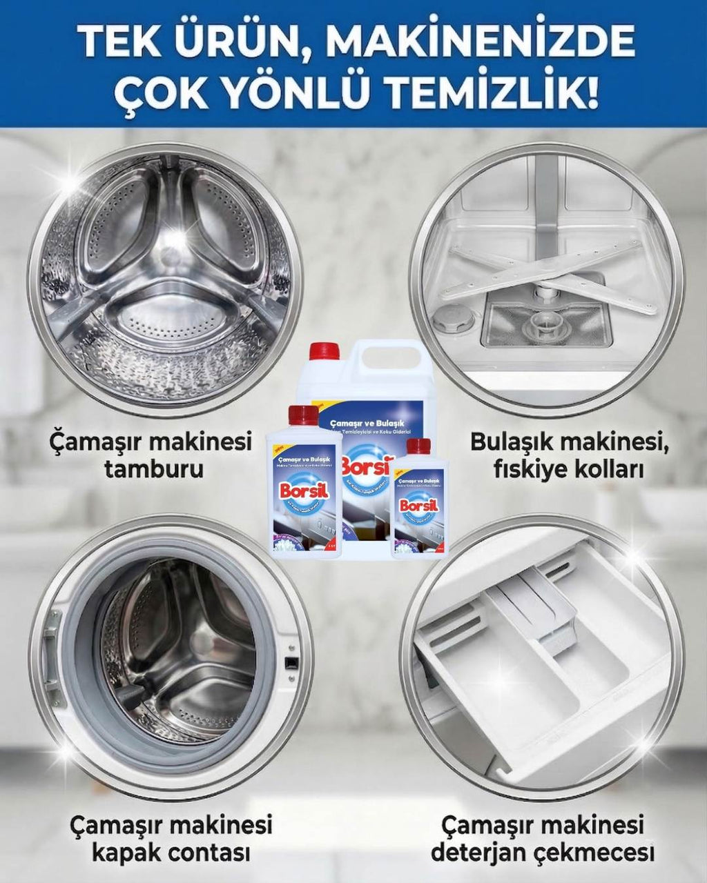 Borsil Bulaşık Ve Çamaşır Makinesi Temizleyici Koku Giderici Nano Teknoloji Hijyenik Bakım Maddesi