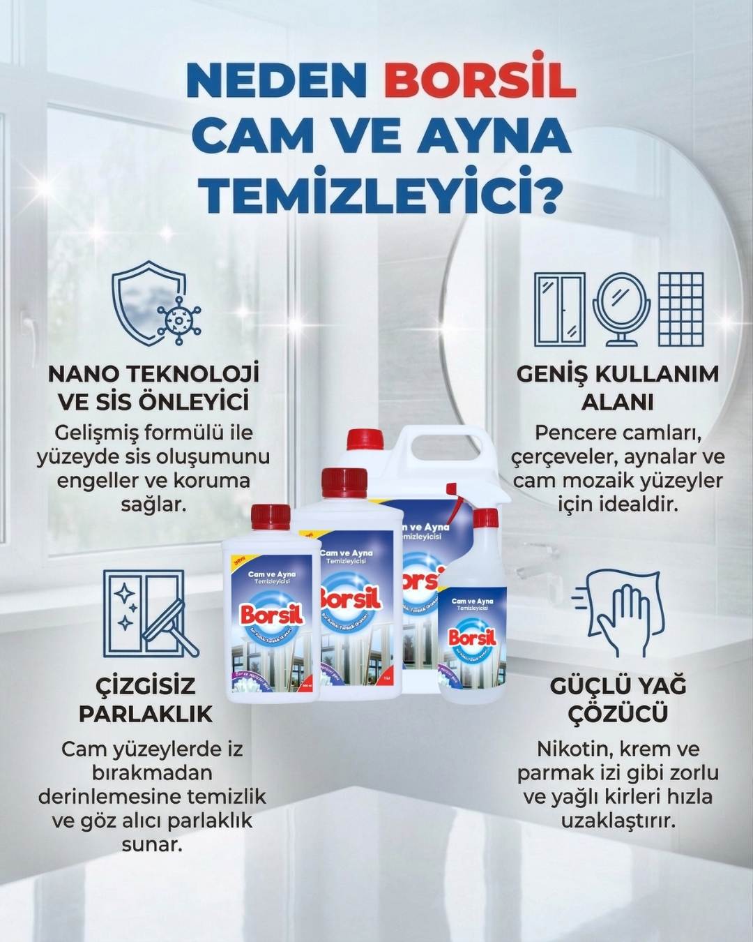 Borsil Döşeme Temizleyici Derinlemesine Leke Çıkarıcı Koku Giderici