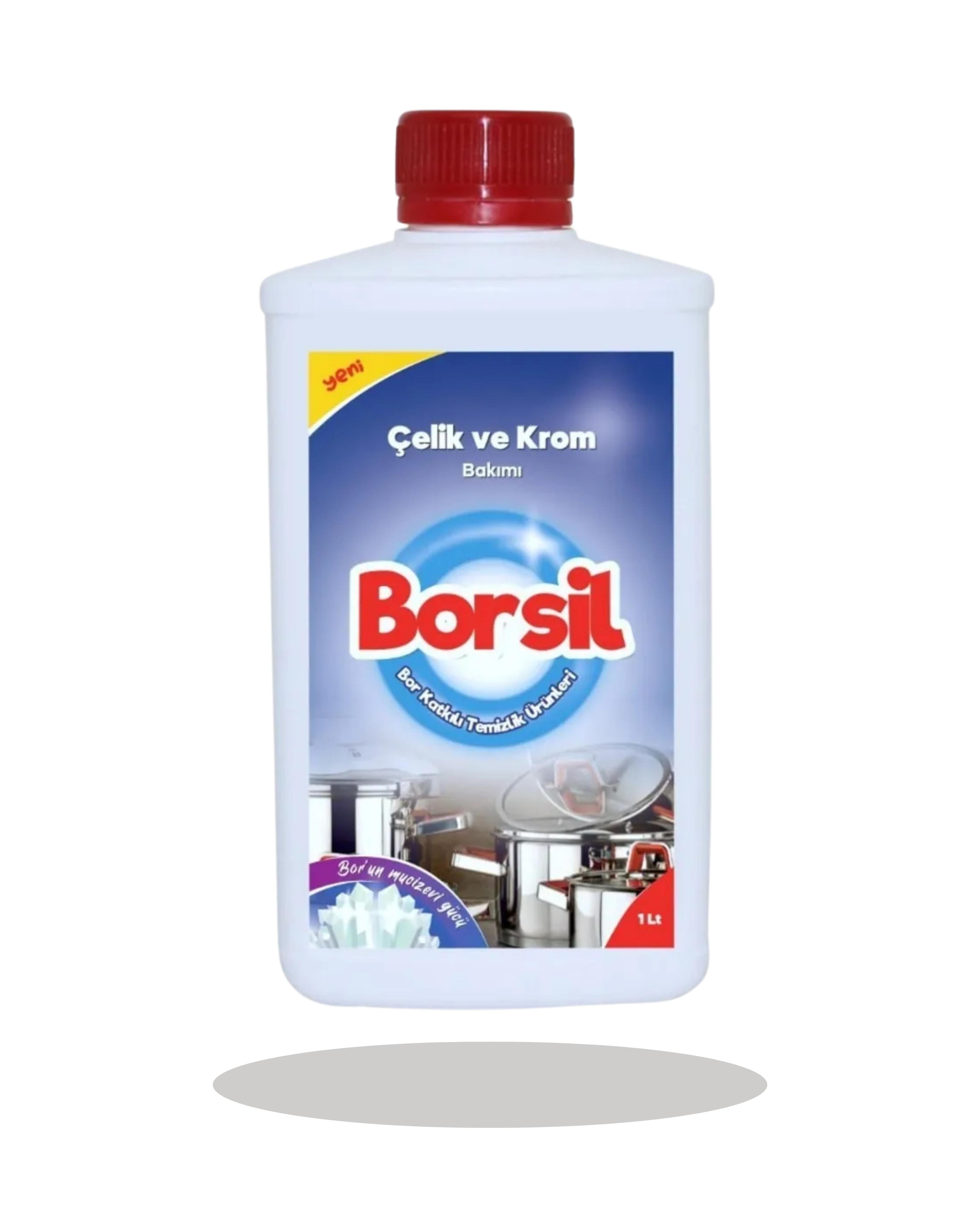 Borsil Çelik Ve Krom Temizleyici Yağ Çözücü Kir Leke Yok Edici Parlatıcı Bakım