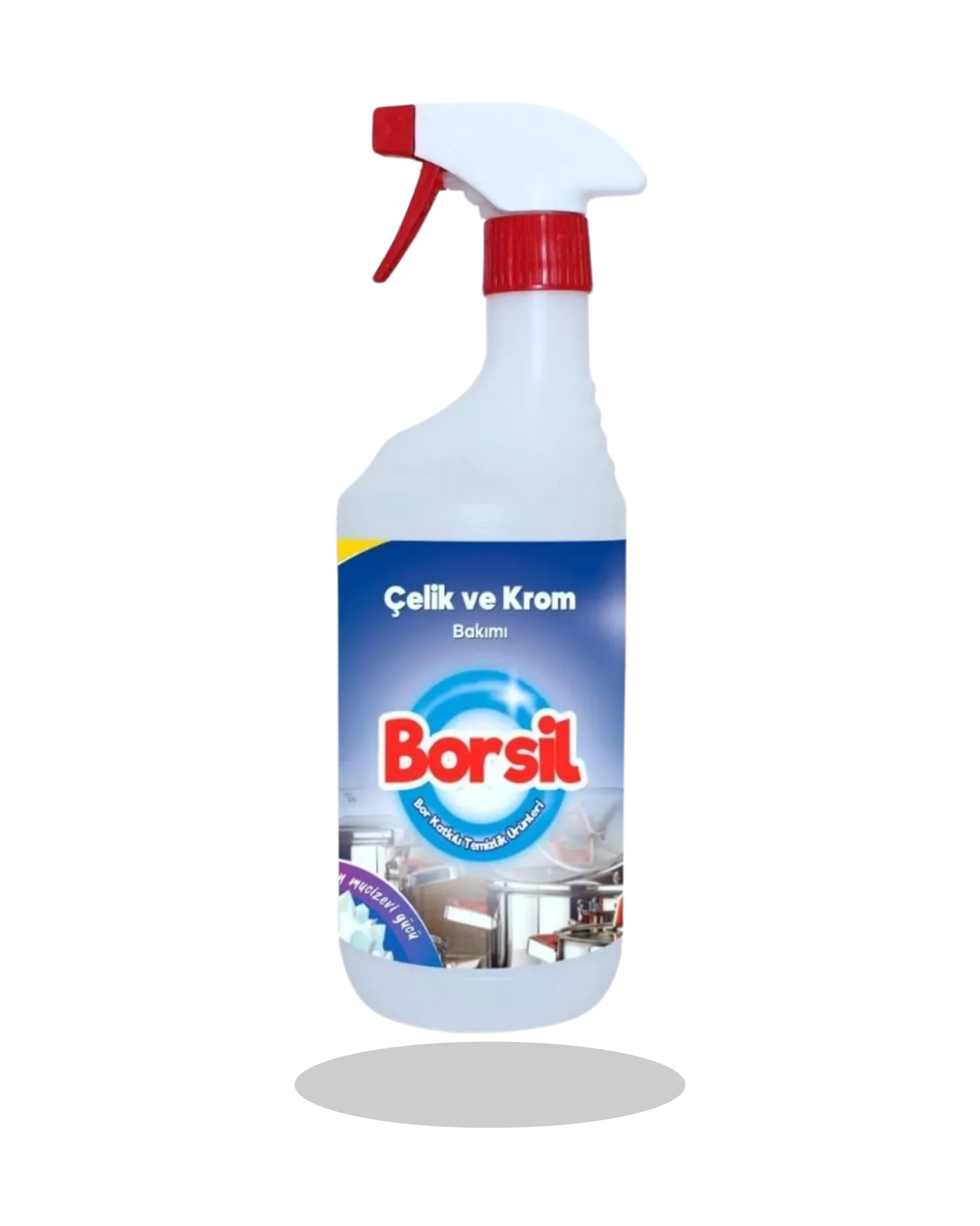 Borsil Çelik Ve Krom Temizleyici Yağ Çözücü Kir Leke Yok Edici Parlatıcı Bakım