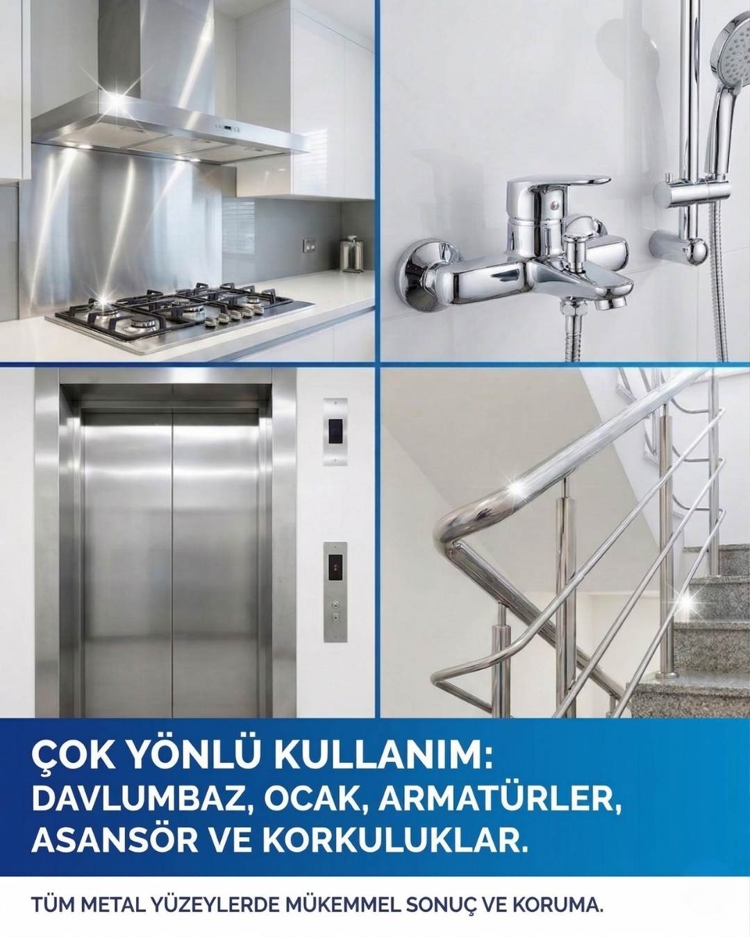 Borsil Çelik Ve Krom Temizleyici Yağ Çözücü Kir Leke Yok Edici Parlatıcı Bakım