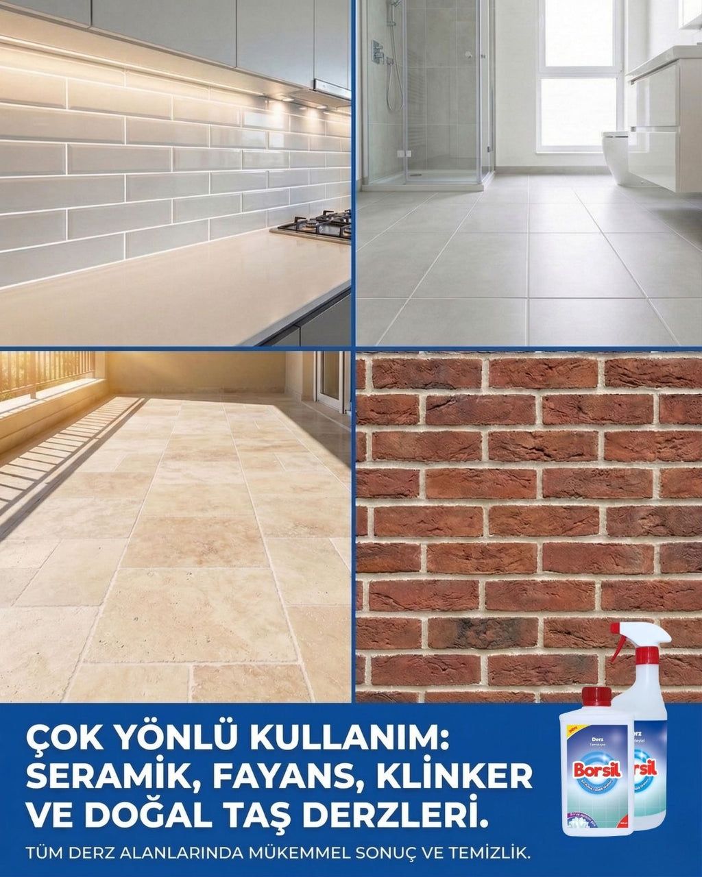 Borsil Derz Temizleyici Seramik Ve Fayans Arası Leke Sökücü Nano Teknoloji Derinlemesine Temizlik