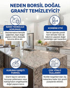Borsil Doğal Granit Temizleyici Ve Bakımı Parlatıcı Etkili Leke Önleyici Derinlemesine Temizlik