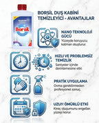 Borsil Duş Kabini Temizleyici  Kireç Ve Sabun Artığı Sökücü Nano Teknoloji Su Kaydırıcı Etkili
