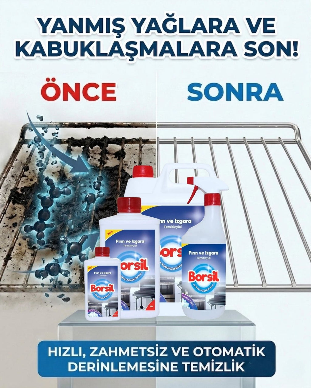 Borsil Fırın Ve Izgara Temizleyici Yanmış Yağ Sökücü Nano Teknoloji Barbekü Ve Ocak Temizleyici