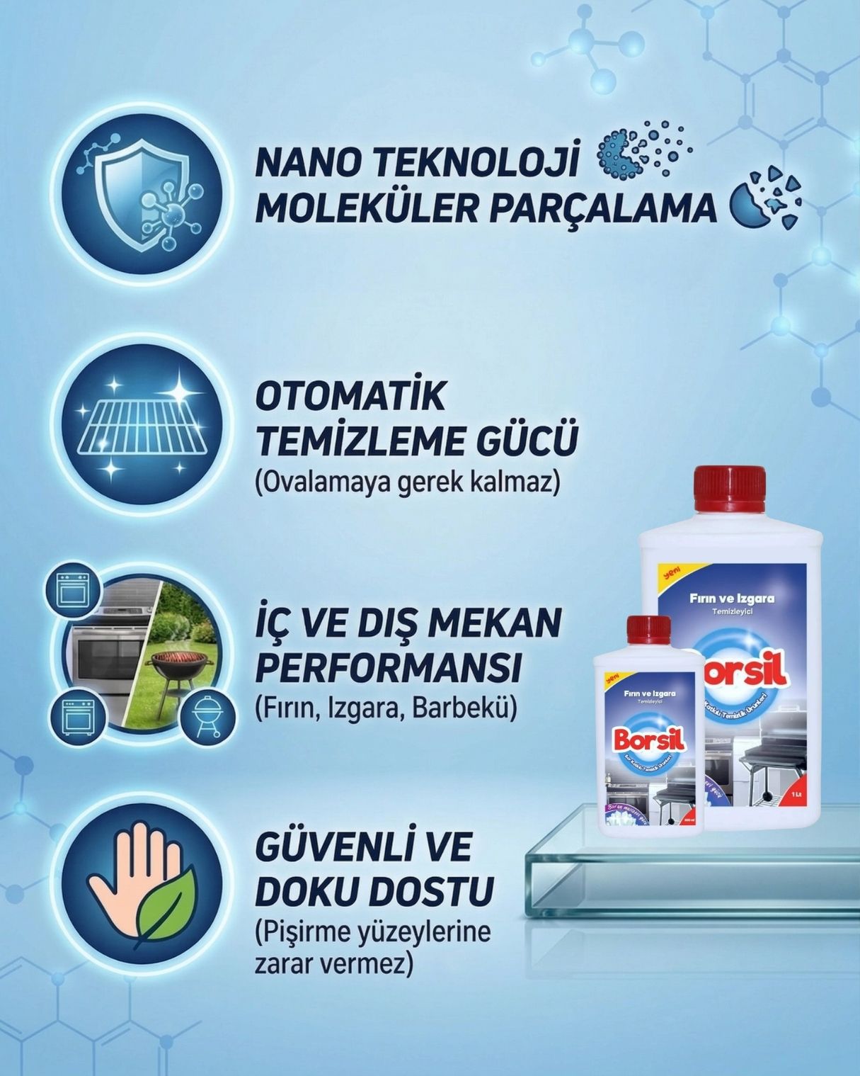 Borsil Fırın Ve Izgara Temizleyici Yanmış Yağ Sökücü Nano Teknoloji Barbekü Ve Ocak Temizleyici