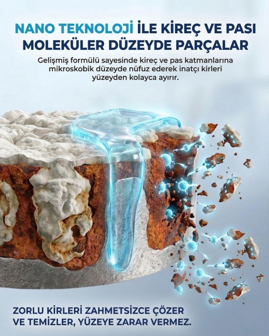 Borsil Kireç Ve Pas Çözücü Banyo Ve Musluk Parlatıcı Nano Teknoloji Derinlemesine Temizlik
